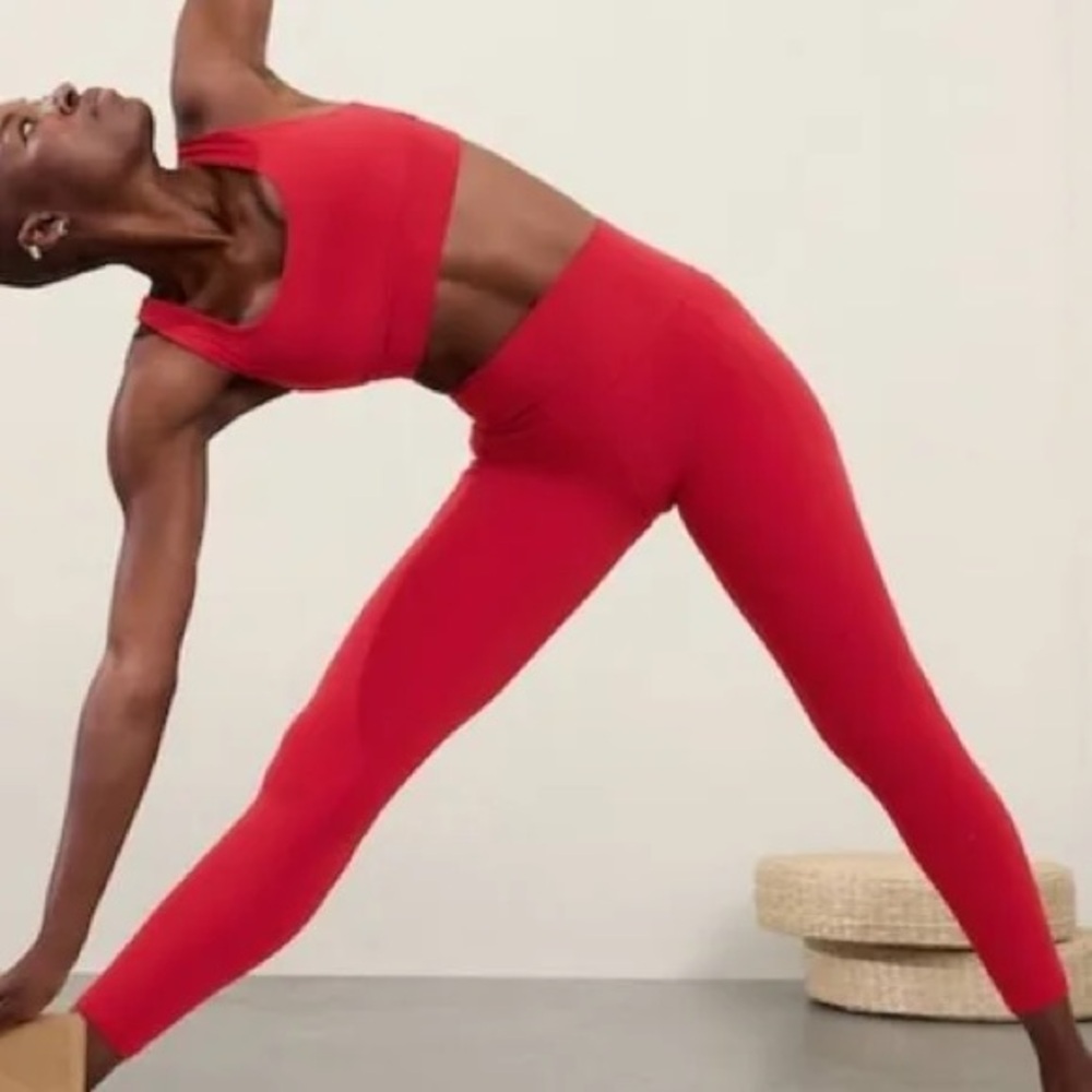 Athleta Like New SET Bra & High-Waist Red Active Leggings